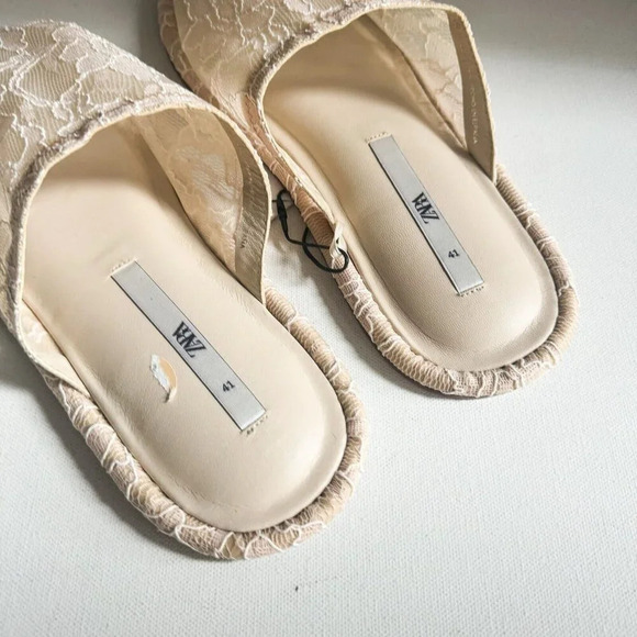 Zara Lace Top Round Toe summer Slides 41 - Picture 5 of 9